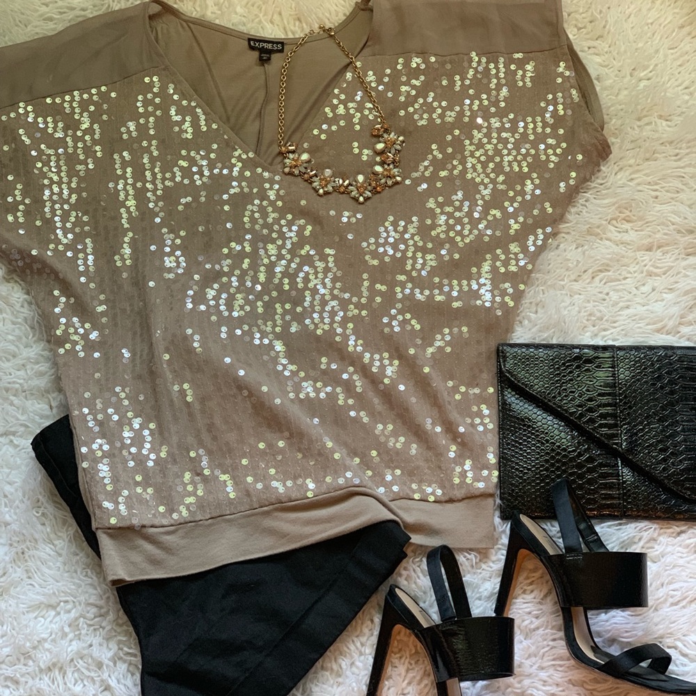 Sequin Short Sleeve Blouse
